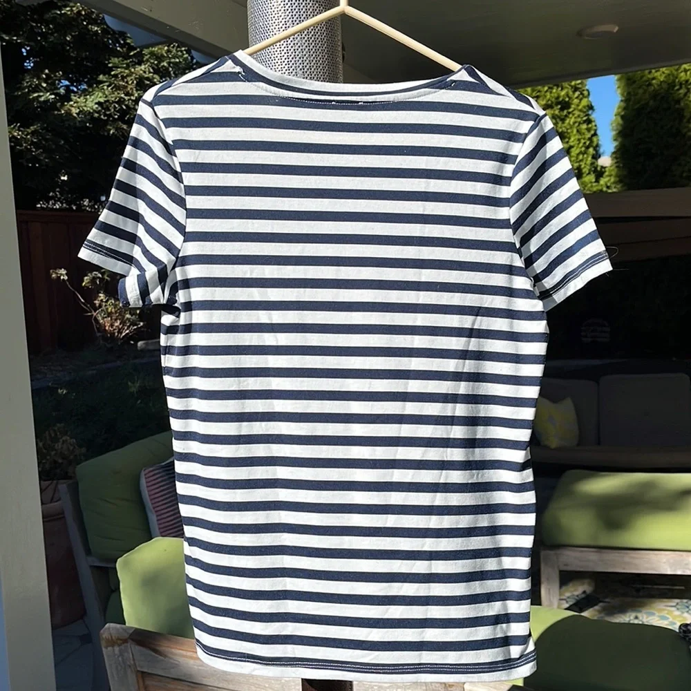Pimke tshirt navy/white stripe womens’s small, light wear, European brand
